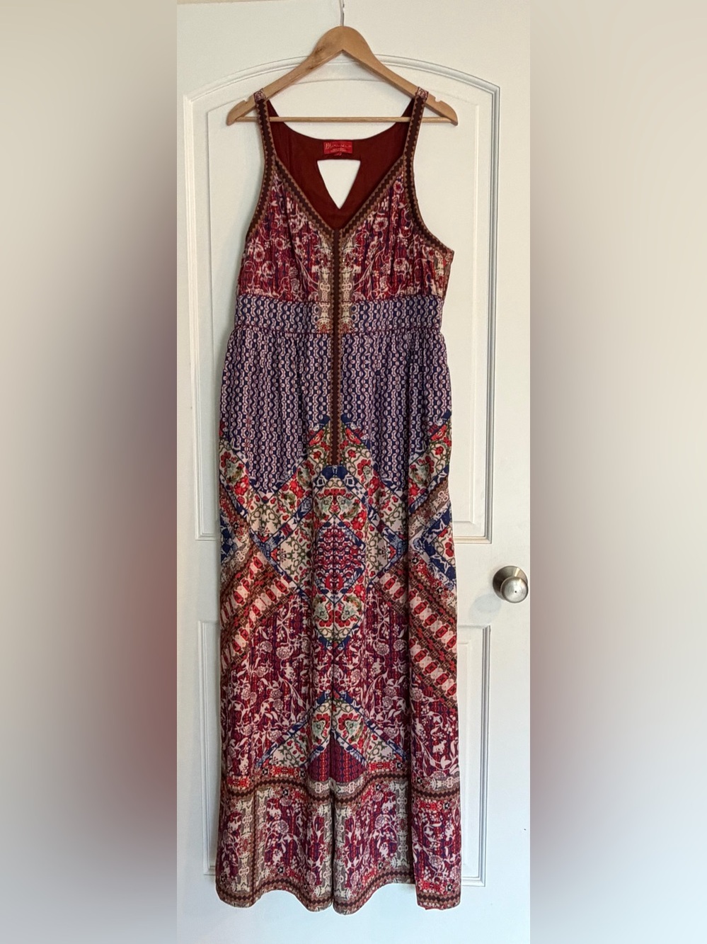 Bhanuni Anthropologie Boho Embellished Jumpsuit Wide Leg Patchwprk Size 14